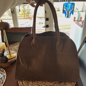 Womens Suede Tote Bag, Faux Leather Tote Bag for Women Vintage Top Handle - Brow